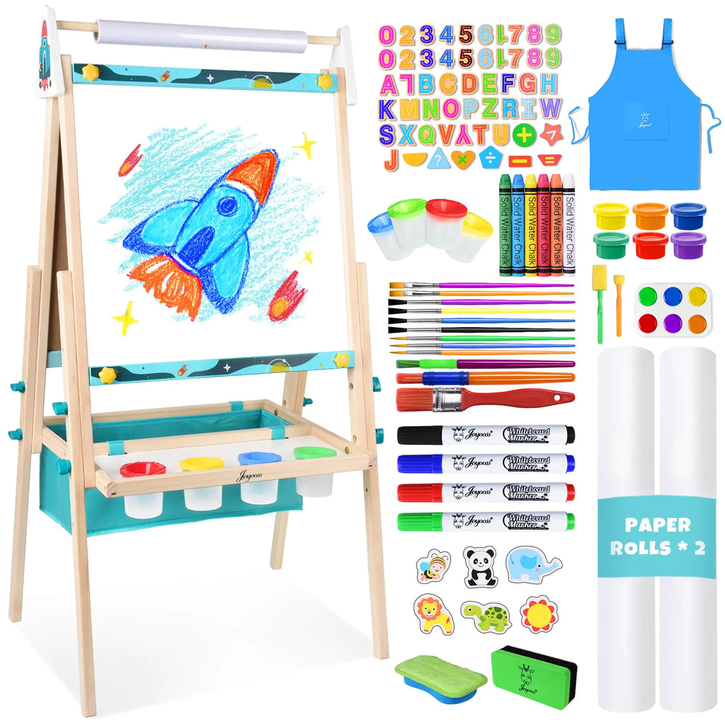 Adjustable Kids Art Easel — Chalk & Dry-Erase Creative Station
